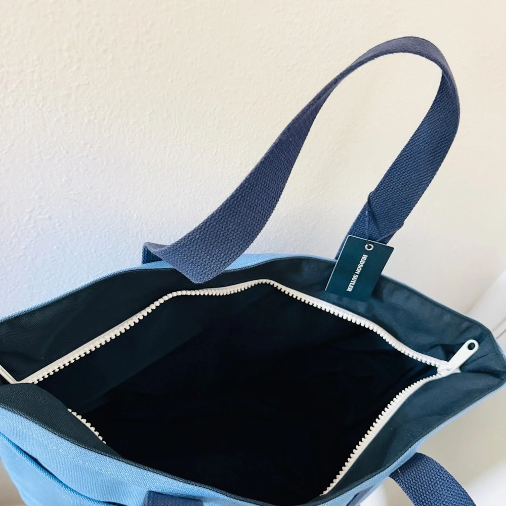 NWT Pebble Beach x Hudson Sutler Two Tone Blue Zip Top Tote Bag